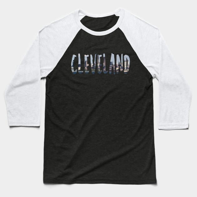 Cleveland City Skyline Baseball T-Shirt by swiftscuba